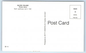 BLOCK ISLAND, RI Rhode Island ~ NORTH LIGHTHOUSE c1960s Postcard