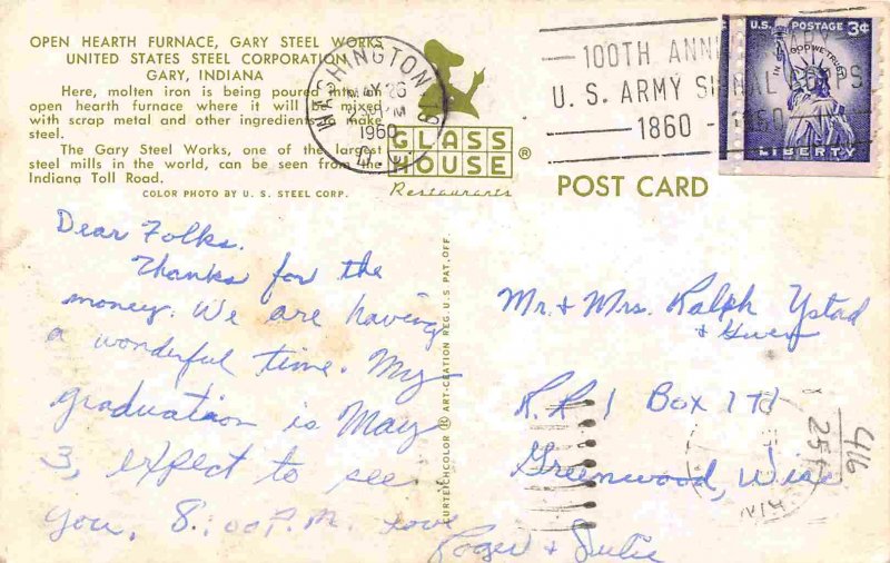Open Hearth Furnace Gary Steel Works US Steel Corporation Indiana 1960 postcard