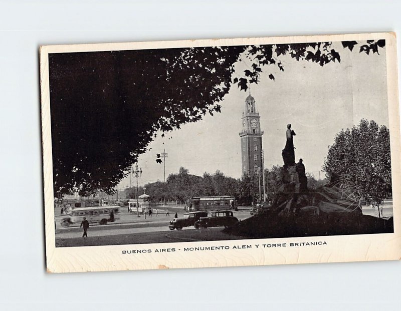 Postcard Monumento Alem Y Torre Britannica Buenos Aires Argentina