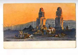 233097 EGYPT PERLBERG CAMEL & pray Vintage postcard