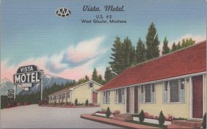 Postcard Vista Motel West Glacier Montana MT