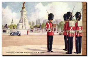 Old Postcard Changing Army sentries at Buckingham Palace