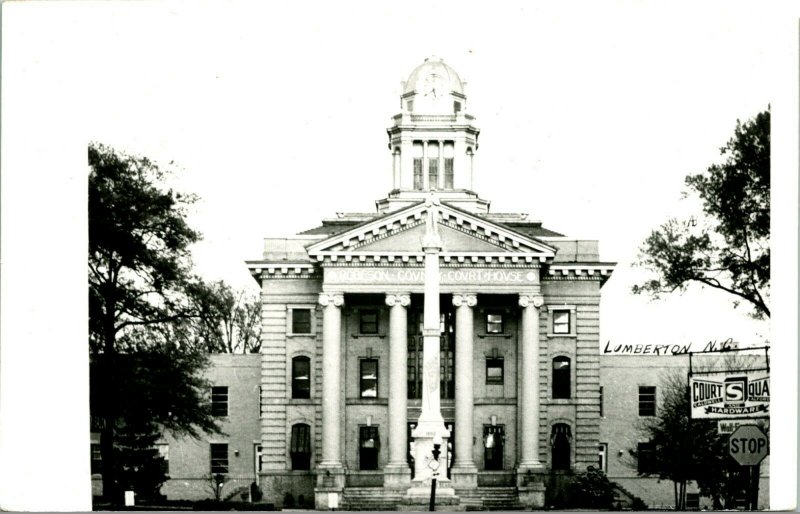 Vtg RPPC 1940s Lumberton Nc Norte Carolina Tribunal Casa Edificio Unp