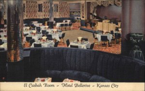 Kansas City Missouri MO Hotel Bellerive El Casbah Room Linen Vintage Postcard