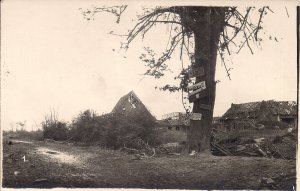 RPPC WWI Germany, Damage from Artillery? Sign to Soldiers' Canteen, 1917
