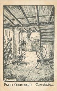 Artist Impression 1930s Patti Courtyard New Orleans Louisiana Postcard 10117