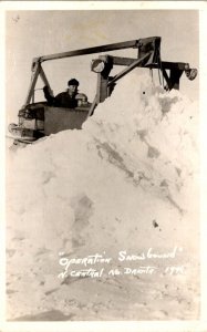 North Dakota Snow Plow At Work Operation Snowbound Real Photo