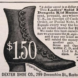 1892 Victorian Print Ad Ladies Boot Shoe Dexter Shoe Co. Boston Mass. 2T1-52