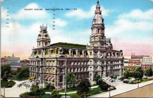 Court House Building Indianapolis Indiana Downtown Linen Cancel WOB Postcard 
