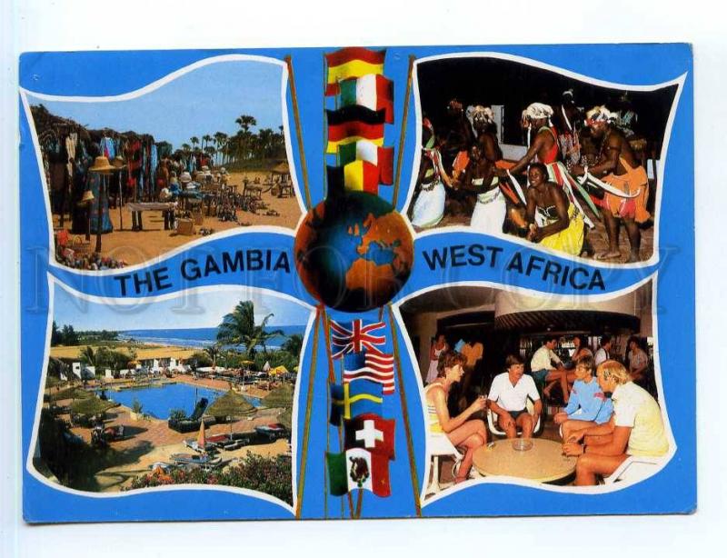 250865 WEST AFRICA GAMBIA multi-views collage RPPC to SWEDEN