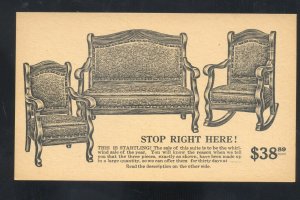 AURORA ILLINOIS QUAKER VALLEY CO. CHAIRS VINTAGE ADVERTISING POSTCARD