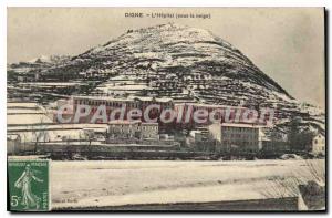 Old Postcard Digne the Hospital under snow