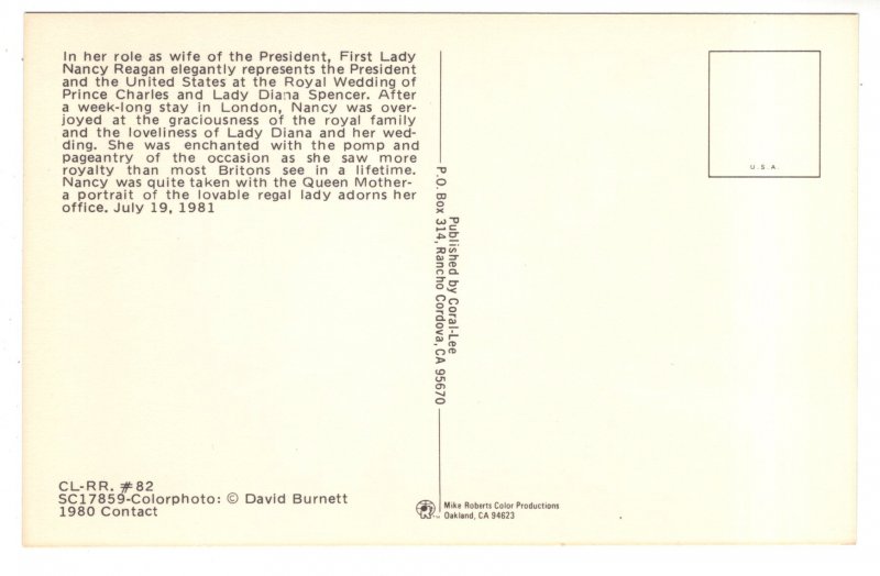 First Lady Nancy Reagan, 1981