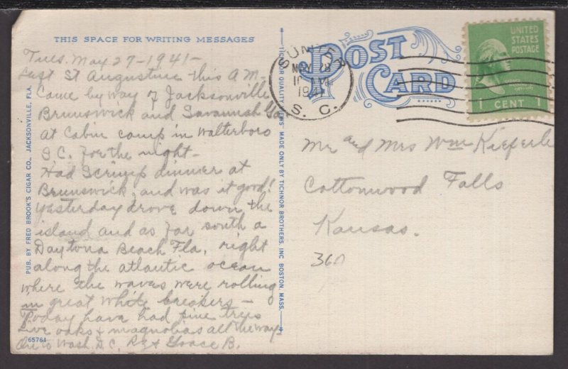 Florida Jacksonville - World War Memorial, Memorial Park pm1941 ~ LINEN