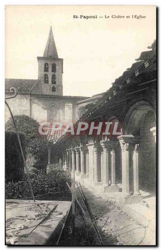 Old Postcard St Papoul The Cloister and & # 39Eglise