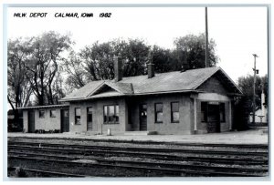 c1982 MILW Depot Calmar Iowa IA Railroad Train Depot Station RPPC Photo Postcard