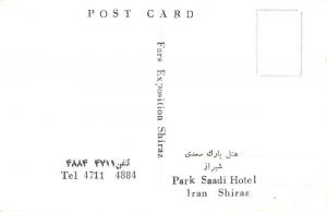 Shiraz Iran Park Saadi Hotel Multiview Real Photo Antique Postcard K35066