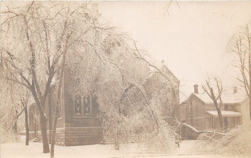 J10/ Waverly Iowa RPPC Postcard c1910 Ice Storm Disaster Church  37