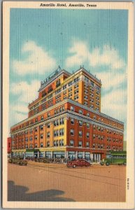 Amarillo Texas Postcard AMARILLO HOTEL Downtown Street Scene Curteich Linen 1947 