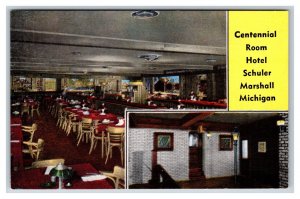 Centennial Room Hotel Schuler Marshall Michigan MI UNP Linen Postcard R8