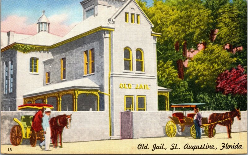 Vtg Old Jail St Augustine Florida FL Unused Postcard