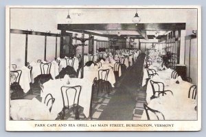 JH5/ Burlington Vermont Postcard c1910 Park Caf� Sea Grill Interior  164