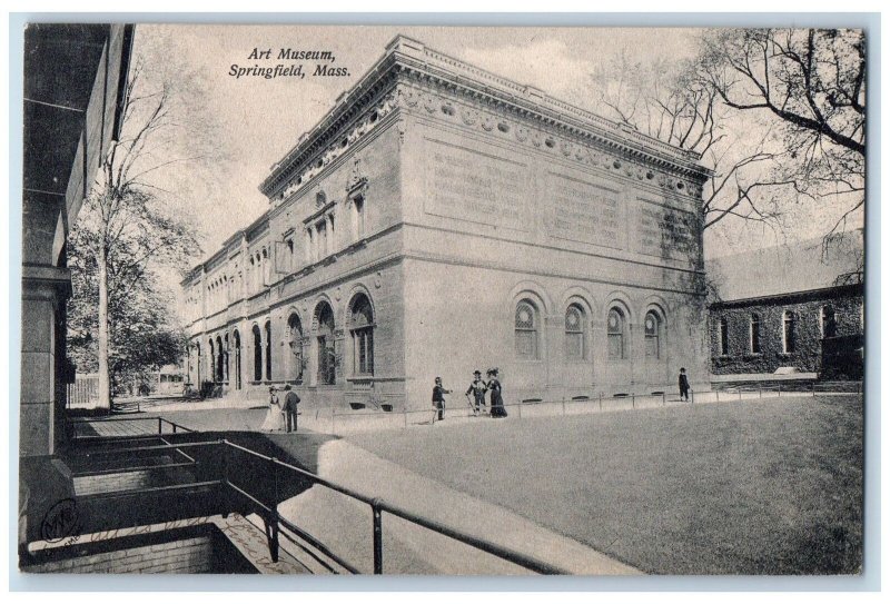 1906 Art Museum Artistic Building View People Ground Springfield MA Postcard 