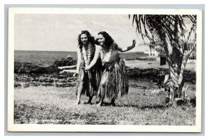 Vintage 1940's Postcard Hula Girls Performing for the Camera Honolulu Hawaii