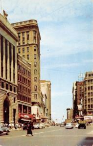 Hartford Connecticut~Main Street North~Pedestrians-Cars & Trucks-Signs~1950s Pc