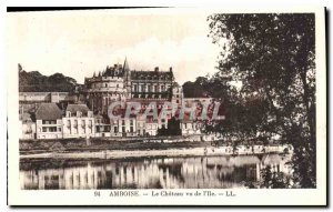 Postcard Old Amboise Chateau seen from the Island