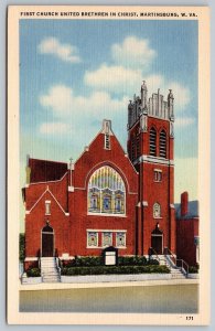 Postcard Martinsburg WV c1943 First Church United Brethren In Christ