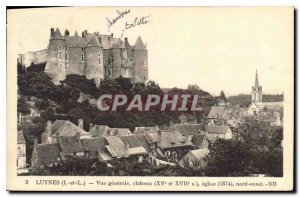 Postcard Old Luynes I and L General view Chateau XV and XVII S Church North W...