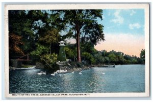 1915 Mouth Red Creek Genesee Valley Park Swan Pond Rochester New York Postcard 