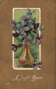 Vintage Postcard Embossed Flower Vase A Joyful Easter Greetings Holiday