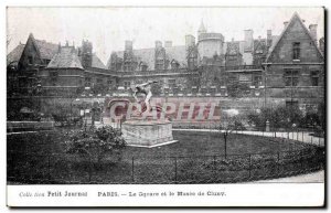 Old Postcard The Paris Square and the Museum of Cluny