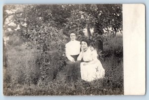 Kiel Wisconsin WI Postcard RPPC Photo Pretty Girls Scene On Field 1910 Antique