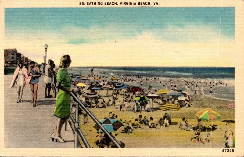 Virginia Virginia Beach View Along Bathing Beach 1948