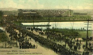 Postcard Early View of Harvard Yale Football Game at Stadium in Cambridge, MA.