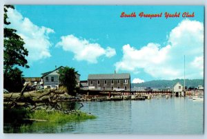 c1950's South Freeport Yacht Club Rustic Bridge South Freeport Maine ME Postcard