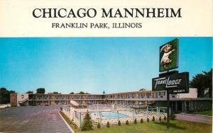 Autos FRANKLIN PARK ILLINOIS 1950s Travelodge pool roadside postcard 3752