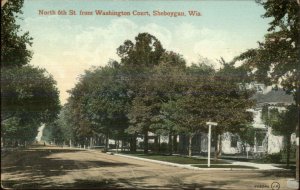 Sheboygan WI North 6th St. From Washington Court 1911 Postcard