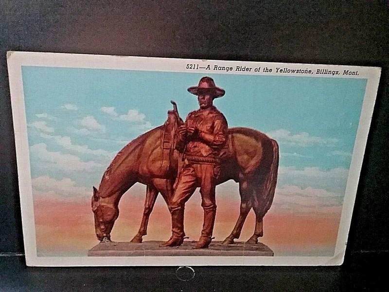 Postcard  RANGE RIDER YELLOWSTONE PARK in Billings ,Montana