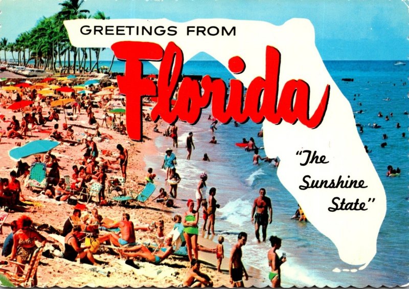 Florida Greetings From The Sunshine State With Beach Scene