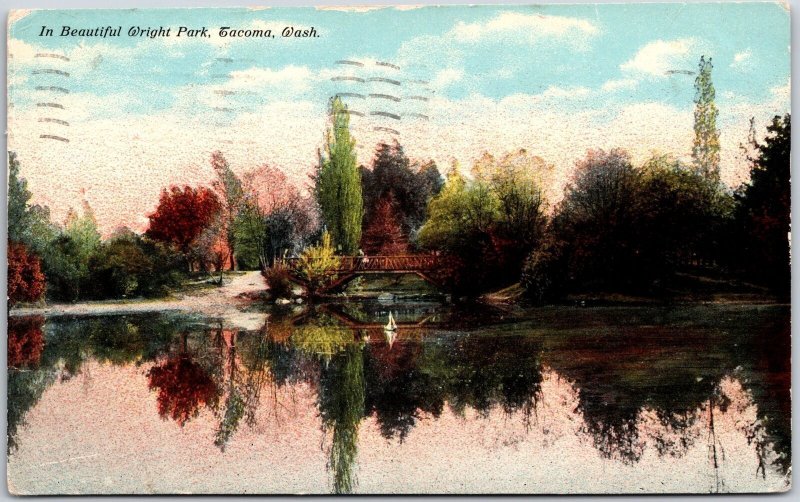 1910's In Beautiful Wright Park Tacoma Washington WA Scenic View Posted Postcard