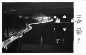 Boulder Dam Night View 1940s RPPC Photo Postcard Frasher 9371