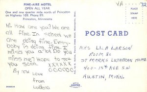 Pine Aire Motel Pine Aire Motel  - Princeton, Minnesota MN Postcard