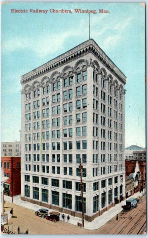 WINNIPEG, MANITOBA  Canada   ELECTRIC RAILWAY CHAMBERS Building 1910s  Postcard 