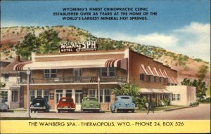 Thermopolis Wyoming WY Wanberg Spa Cars NICE LINEN Postcard