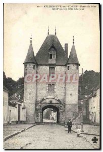 Old Postcard Villeneuve sur Yonne Door score inside Sens