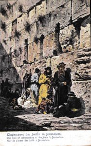 Palestine Printed Color Card depicting Jews Praying at The Wall